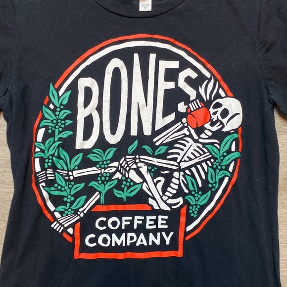 Bones Coffee Skeleton Logo Graphic Tee Black Women’s Medium - Picture 3 of 6